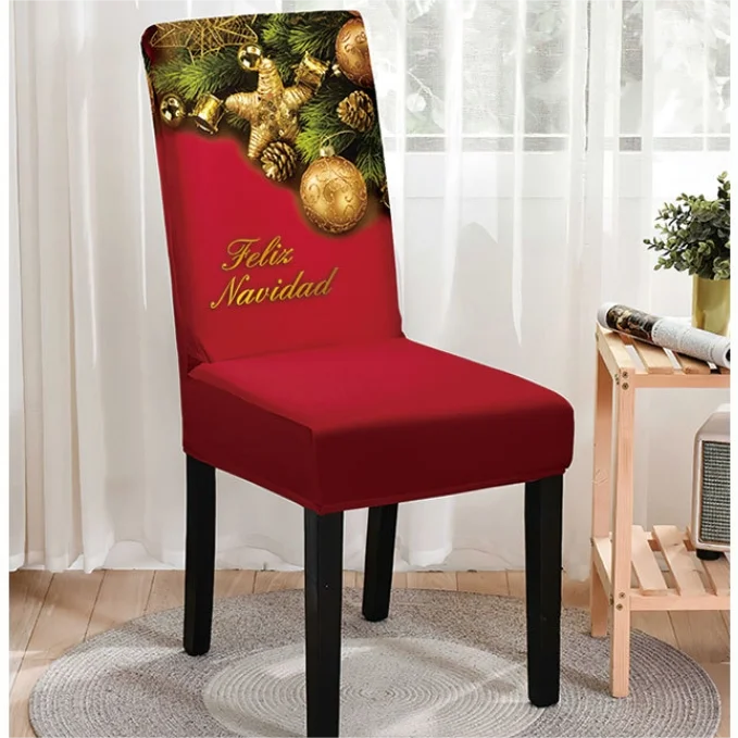 3D Digital Printed stretch chair slipcover Seat Covers polyester Santa Claus dining chair cover