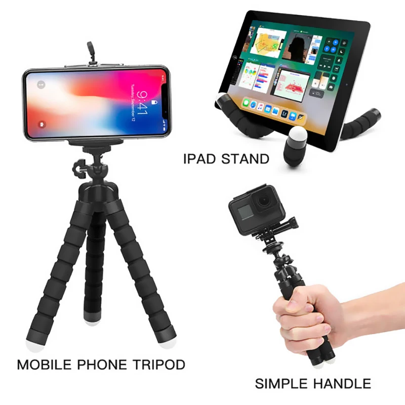  Mini Flexible Sponge Octopus Tripod Camera Phone Holder Selfie stick with