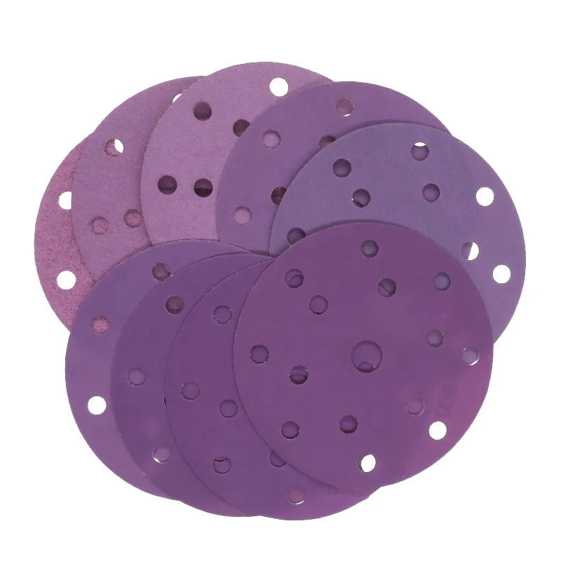 6 Inch 15 Holes RMC AP50 Purple Sandpaper Sanding Disc Abrasive Paper Tool for Polishing