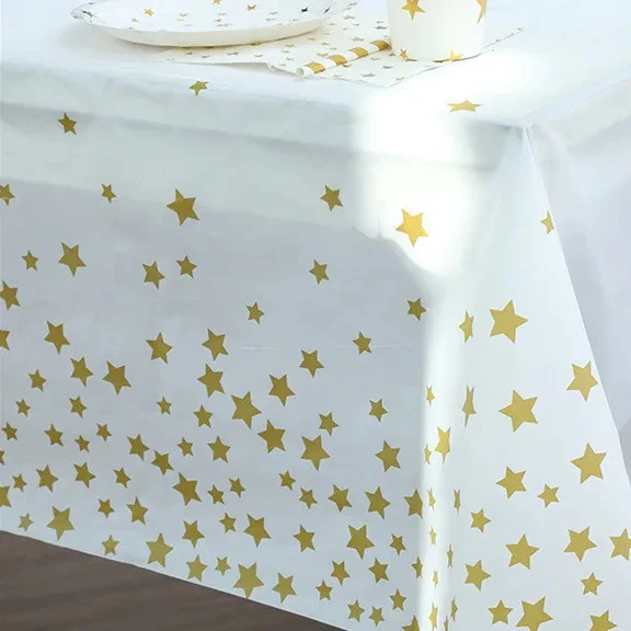 Disposable Tablecloths for Parties Twinkle Little Stars Rectangle Plastic Gold Star Tablecloth