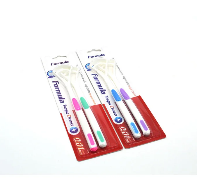 High Quality Colorful Silicone Tongue Coating Cleaning Brush Plastic Tongue Cleaner Scraper