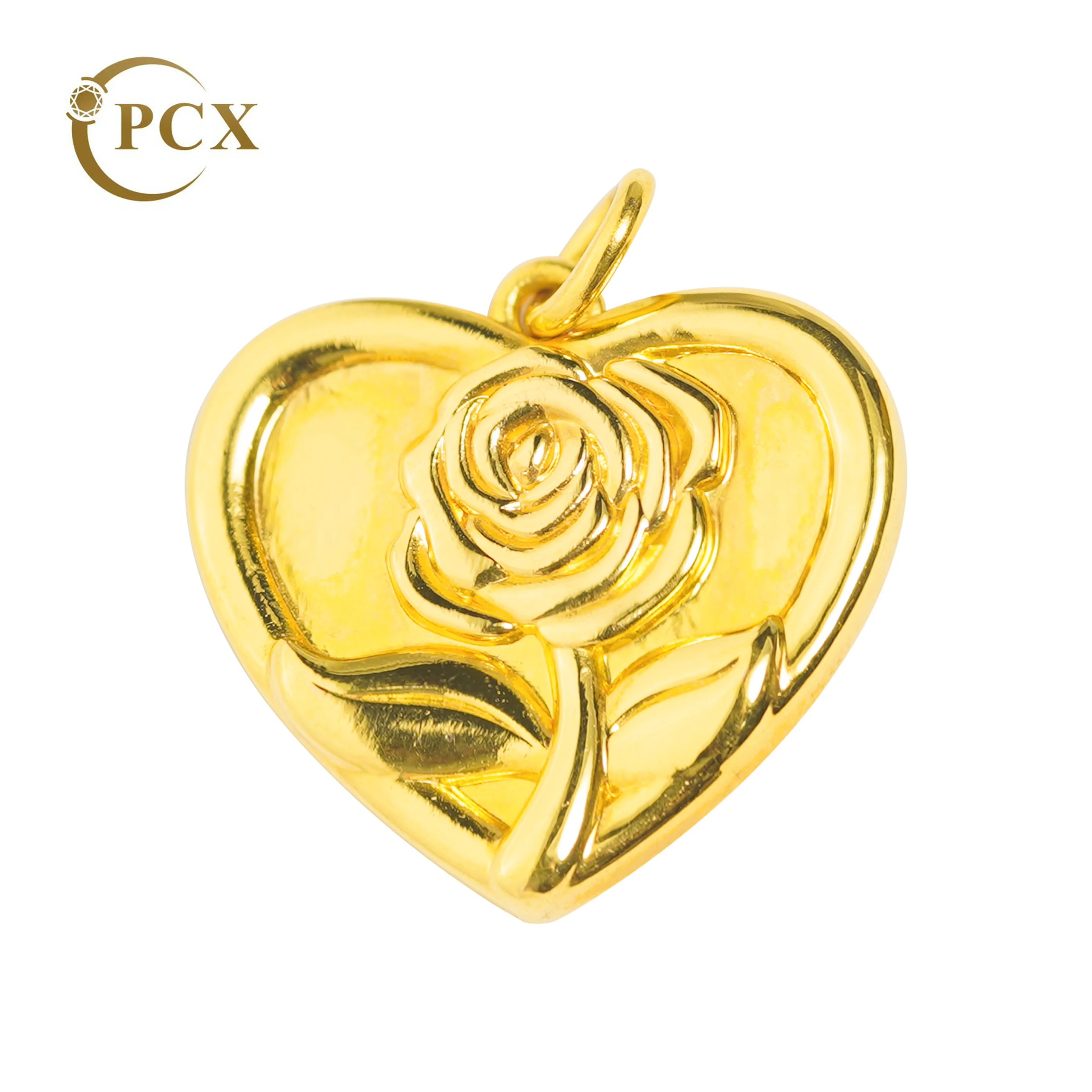 PCX Jewelry 18k Gold pendant necklace yellow Gold Color heart shape rose charm flower pendant necklace luxury woman