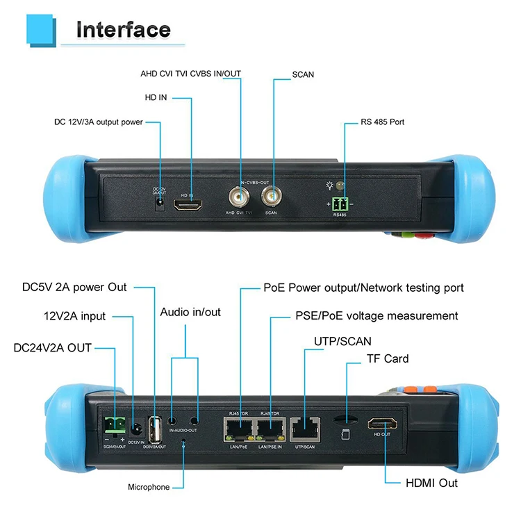  Тестер CCTV камеры 7 дюймов IP + аналоговый AHD TVI CVI HDMI вход/выход безопасности камера Тест сенсорного экрана видео тестер