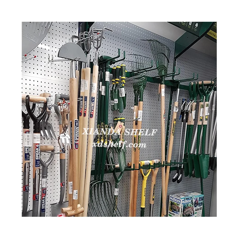 Garden Tools Spade Shovel Hang Wall Display Shelving Metal Holder For Hardware Store Shelving