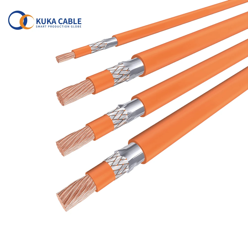 Single Core EV Silicone Rubber Insulation wire  50mm2 Shielded Copper Braid Screened EV Power Cable