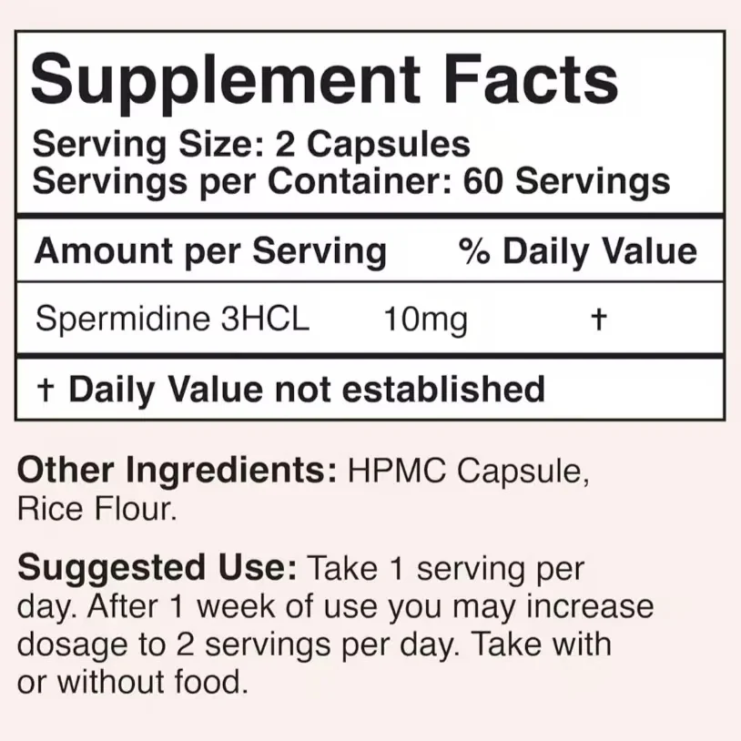 Spermidine Supplement, 120 Capsules - Over 100x More Potent, OEM, food supplement, customization
