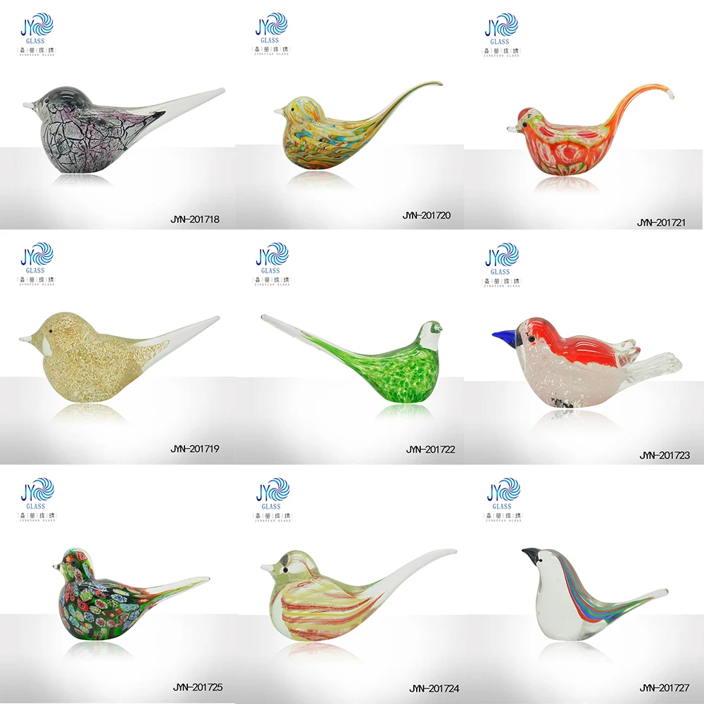 Popular decorative animal custom shape murano glass bird for decoration