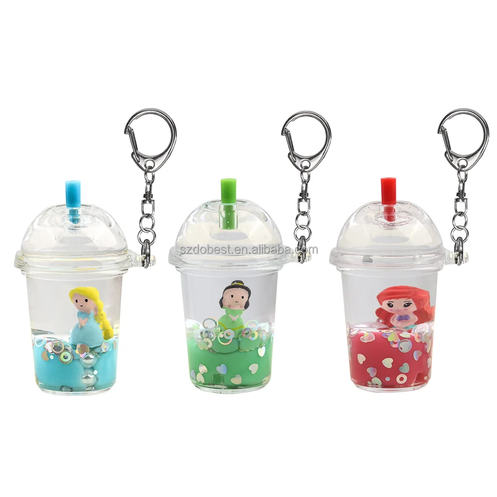 Hot sale popular romantic princess pattern floater custom logo keychain wholesale in bulk