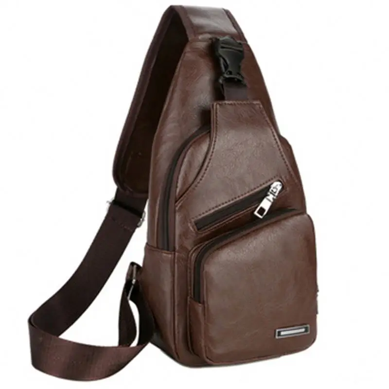 Mens Crossbody Bag Messenger Leather Shoulder Chest Bags USB Headphone Hole Designer Bags for Men