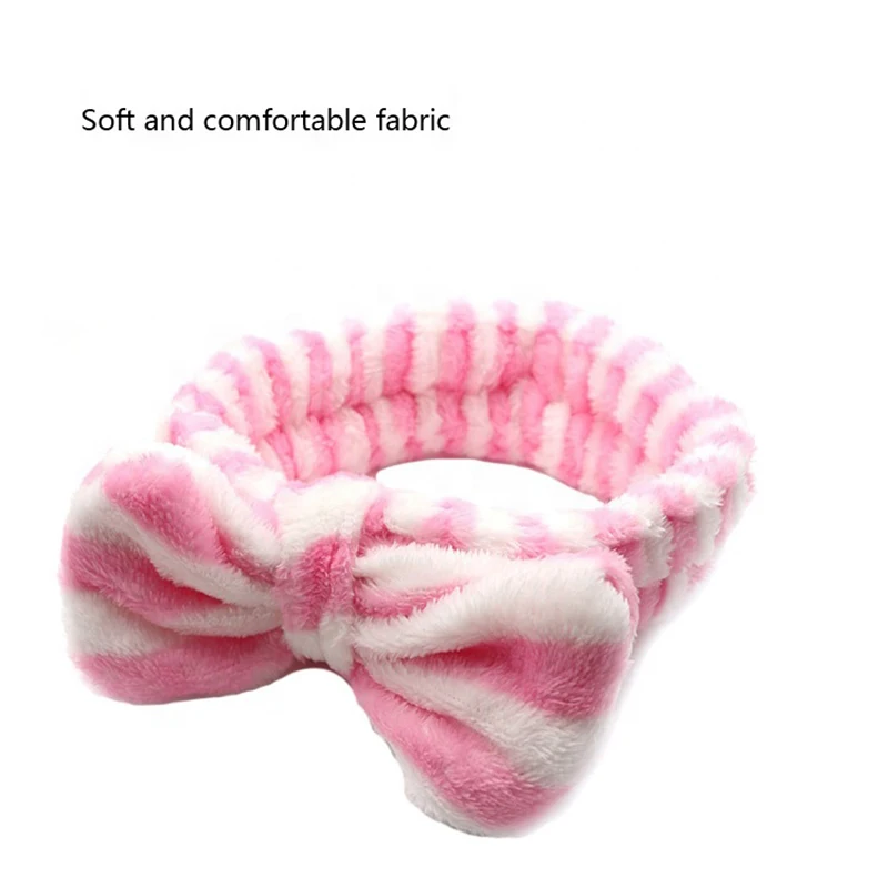 Factory Hair Accessories Soft Bow Ribbon Cute Makeup Headband for Girls with Logo Cosmetic Facial Spa Hair Headbands for Makeup