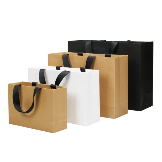Custom logo luxury small craft jewelry bag wholesale glossy shopping cosmetic packaging paper bags