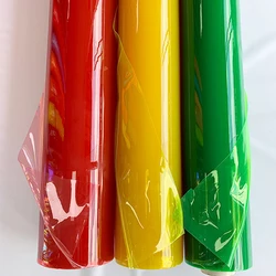 Soft flexible color pvc film roll super clear stretch handbags film jumbo roll print film for handbags beach bags gift glass