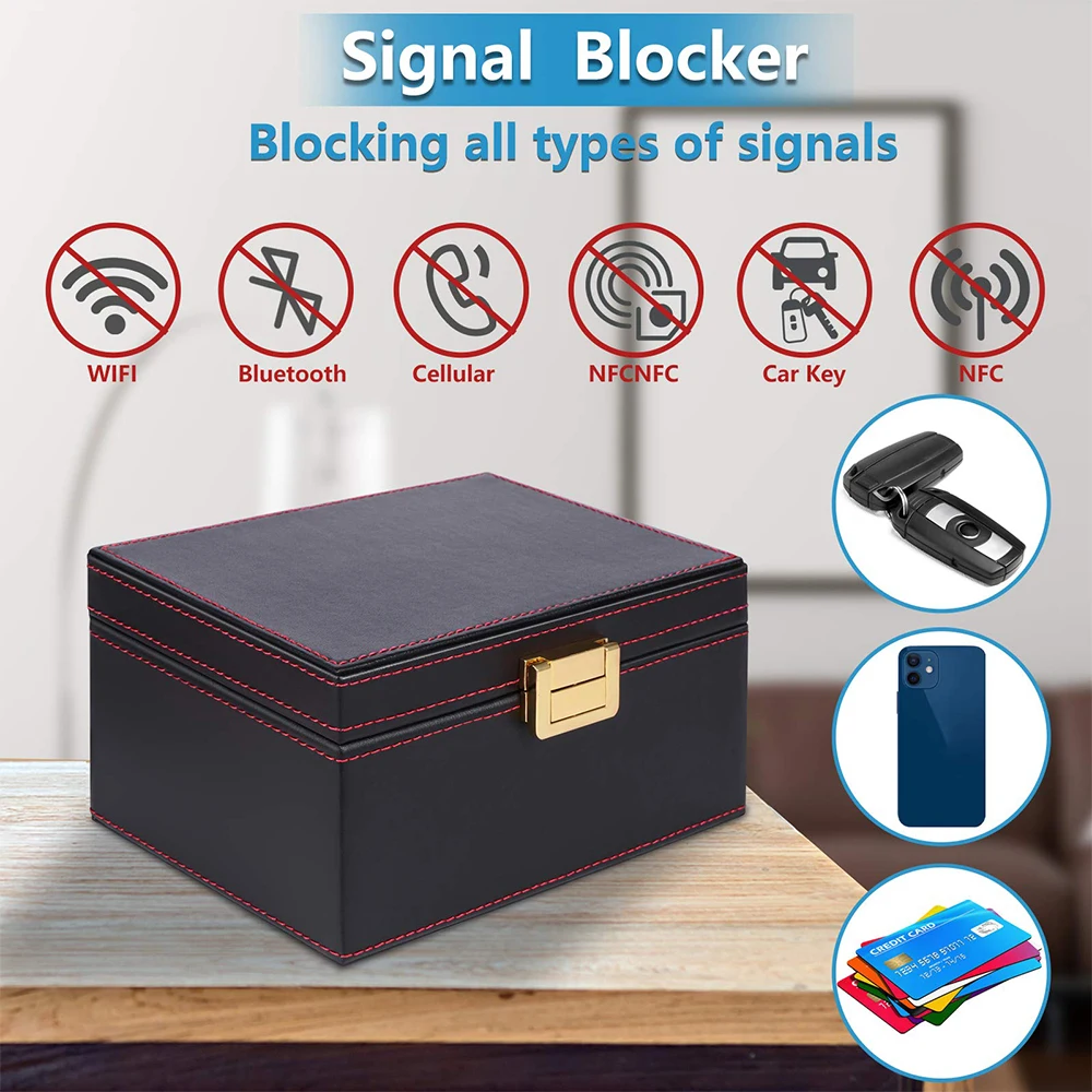 Коробка Faraday с сумочкой бесключевой доступ безопасный протектор для автомобильного ключа противокражная блокирующая клетка RFID