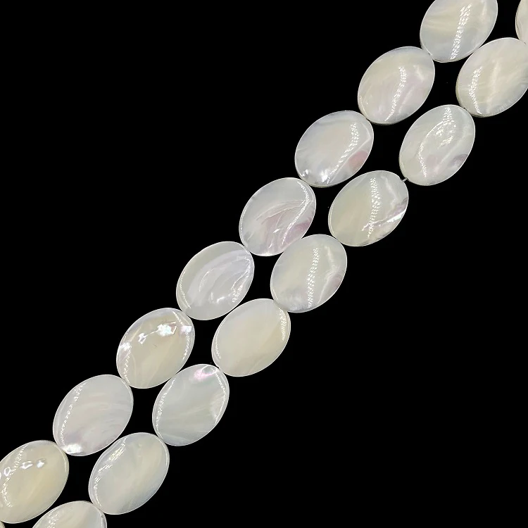 White Mother of Pearl Shells Flat Oval Shell Beads For Jewelry Making