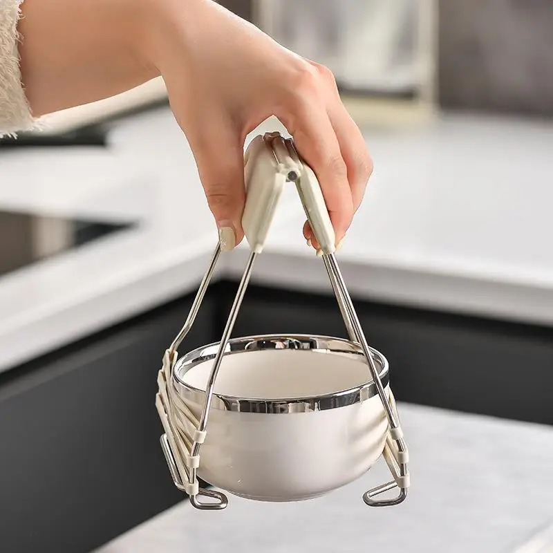 XHNon slip plate tongs Anti scalding Bowl Clamp Stainless Steel Bowl Dish Plate Pan Clip kitchen tools