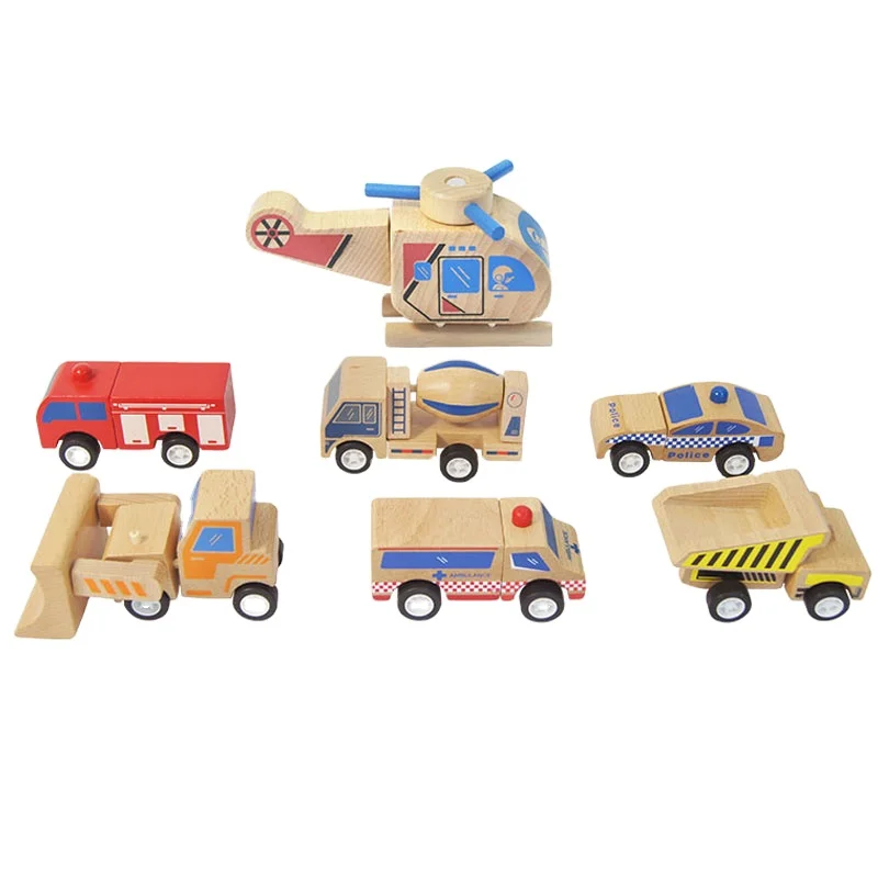 Preschool Educational Toy Kids Vehicle Helicopter Airplane Set Wooden Vehicle Toys