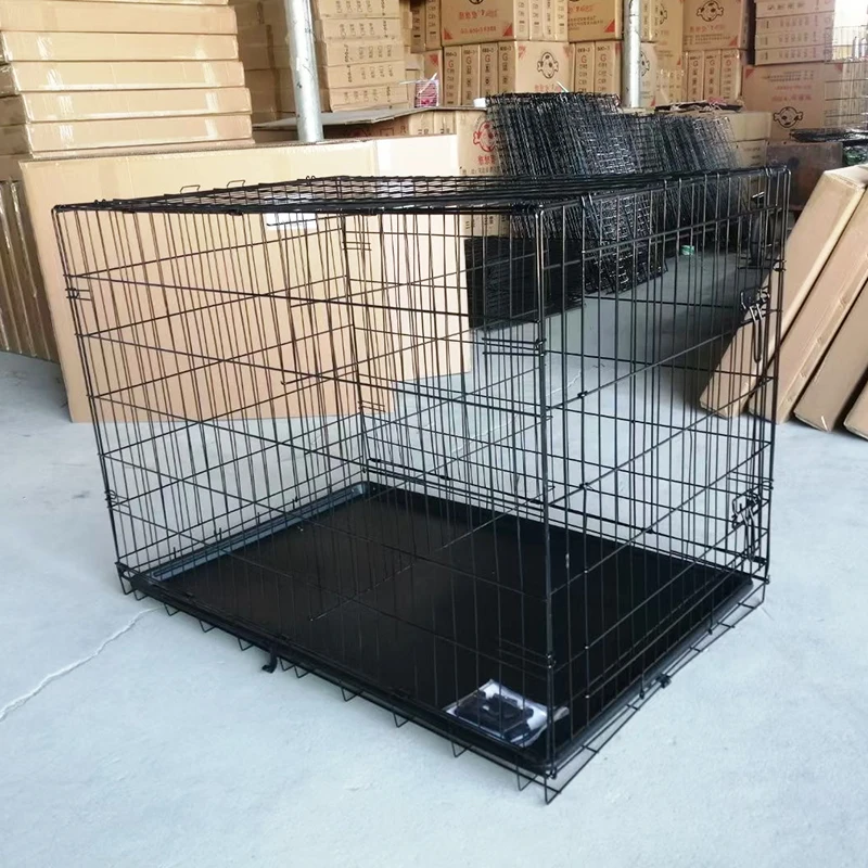 Wholesale Big Steel Pet Cage Heavy Duty Dog Crate Foldable Metal Large Dog Cat Cage with Tray
