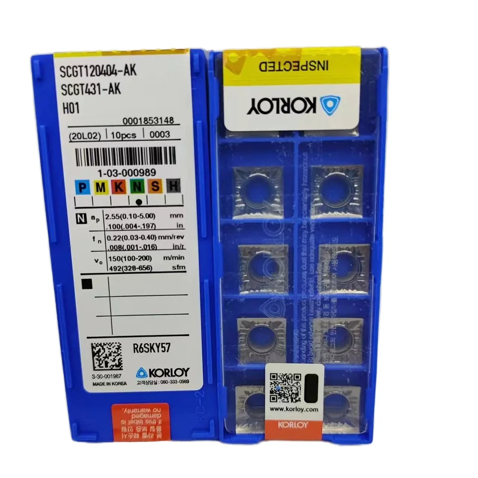 Korloys Original SCGT120404-AK H01 Turning Tool Square Inner Hole Copper Aluminum Special Insert Grain Knife Aluminum Copper