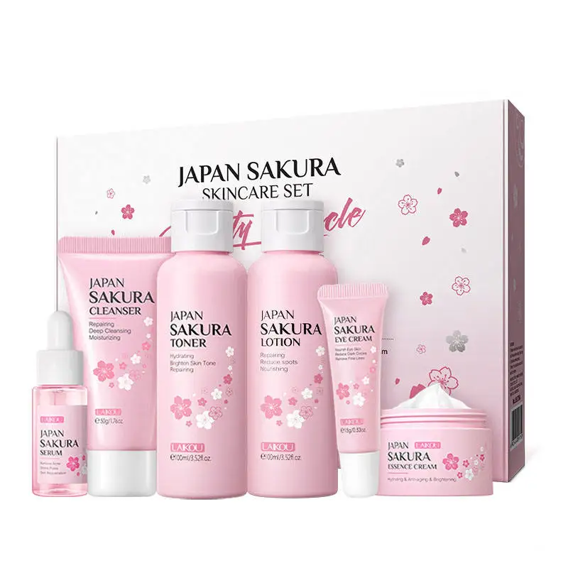Pure Deep Nourish Smooth Fine Lines Cherry Blossom 6 Pieces Set Beauty Skincare Products Sakura Brightening Face Skin Care Kits