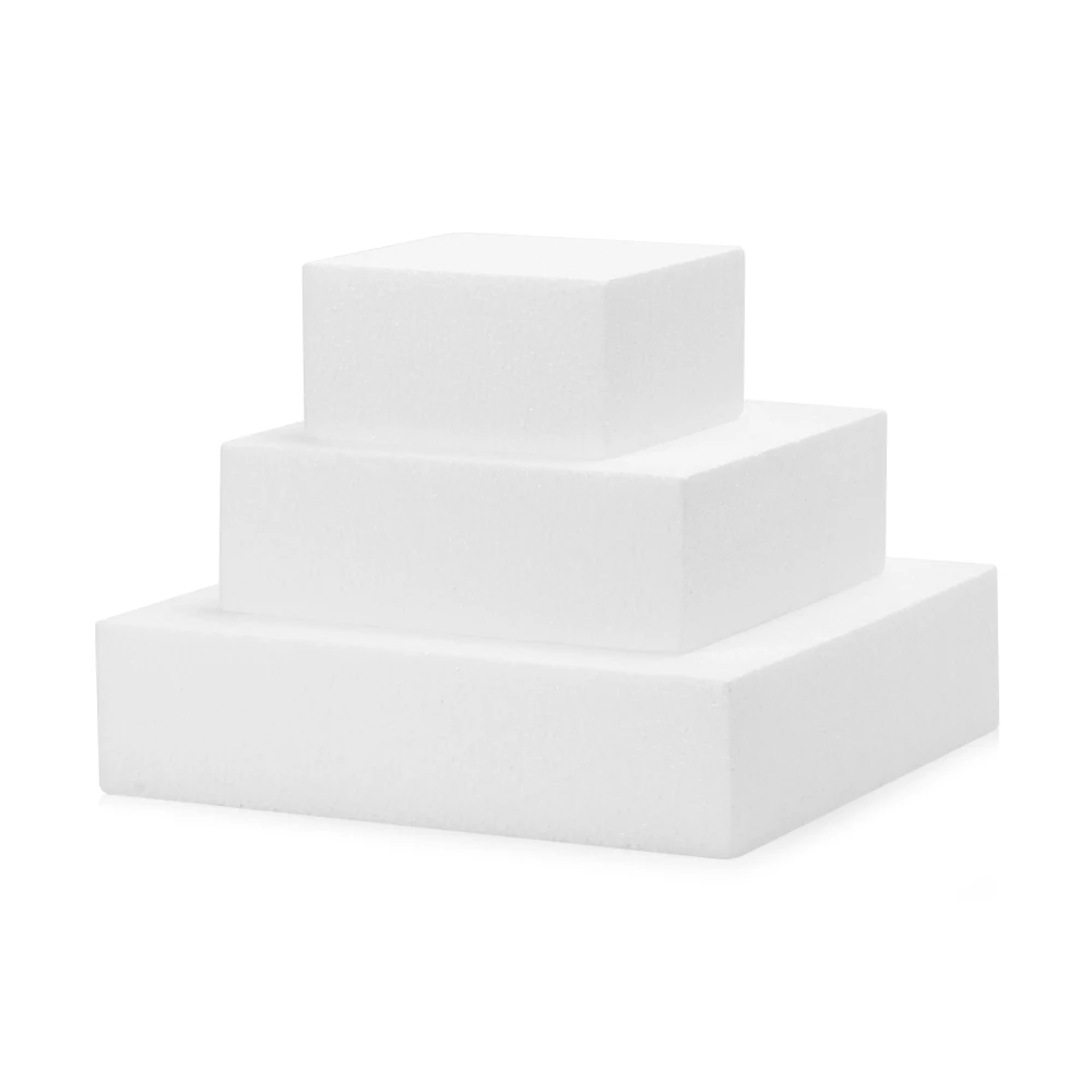 4/6/8Inch White Square Foam For Cake Foam Mould Styrofoam Cake Stand Dummy Practice Model Sugarcraft Baking Mold Bakeware
