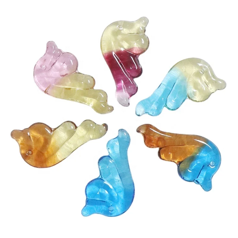 Hot Sale Fairy Wings Charms Handmade Framed Murano Two-tone  Glass Butterfly Pendant