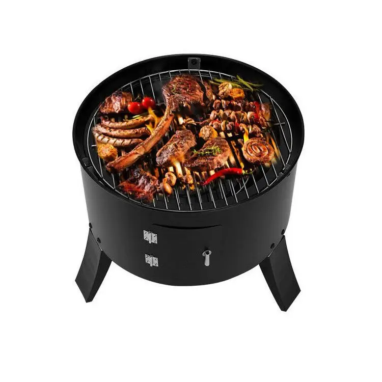 Black Chimney Three Layers Charcoal Stove Cooking Heating Grill