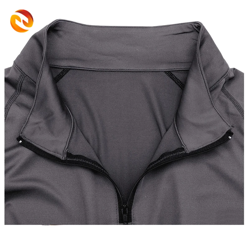 Wholesale Men Quick Dry Training T-Shirt with Stand Collar Zipper Short Sleeves Breathable Gym Stretch Tight Fit Running Shirts