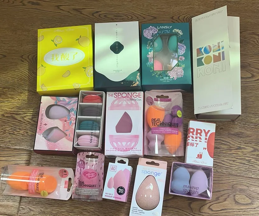 Make Up  Foundation Box Logo Beauty Stand Makeup Sponge With Packaging