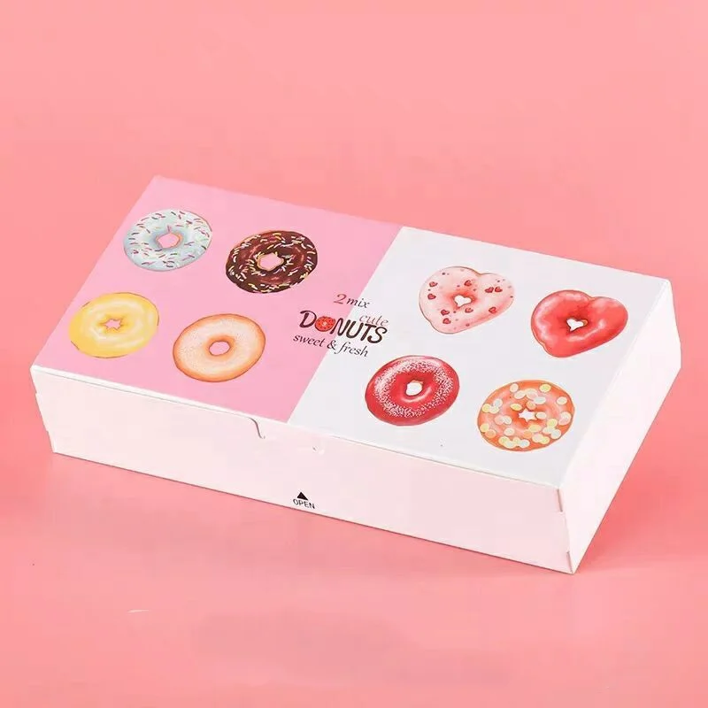 Box Pastry Bakery  Packaging Paper Custom Window Donuts  Gift Windows Clear Lid Macaron Cupcake Size Food Donut Boxes