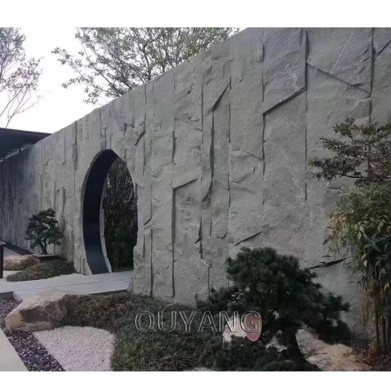 QUYANG Outdoor Wall Decoration Garden Grey Marble Culture Stone Natural Stone Wall Panels Cladding For wholesale