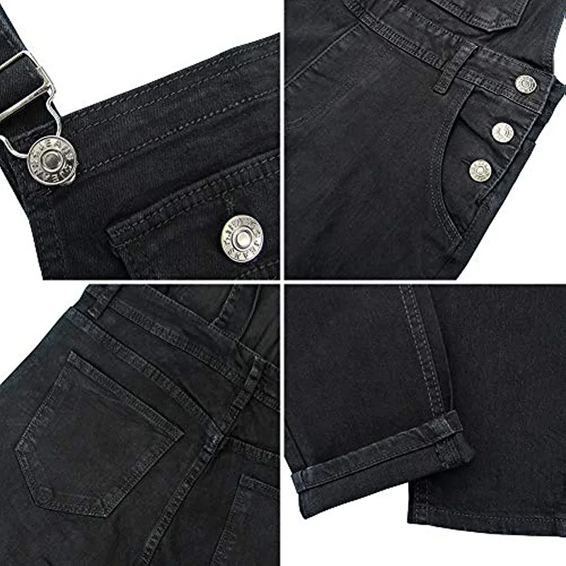 Mens Slim Fit Jeans Suspender Pants Denim Bib Overalls Work Coveralls Mechanic Jumpsuit Cargo Trousers Ripped Jeans