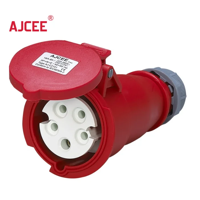 AJCEE  32amp 5pin 3p+n+e 220v 415v  industrial waterproof wire connector socket mobile socket