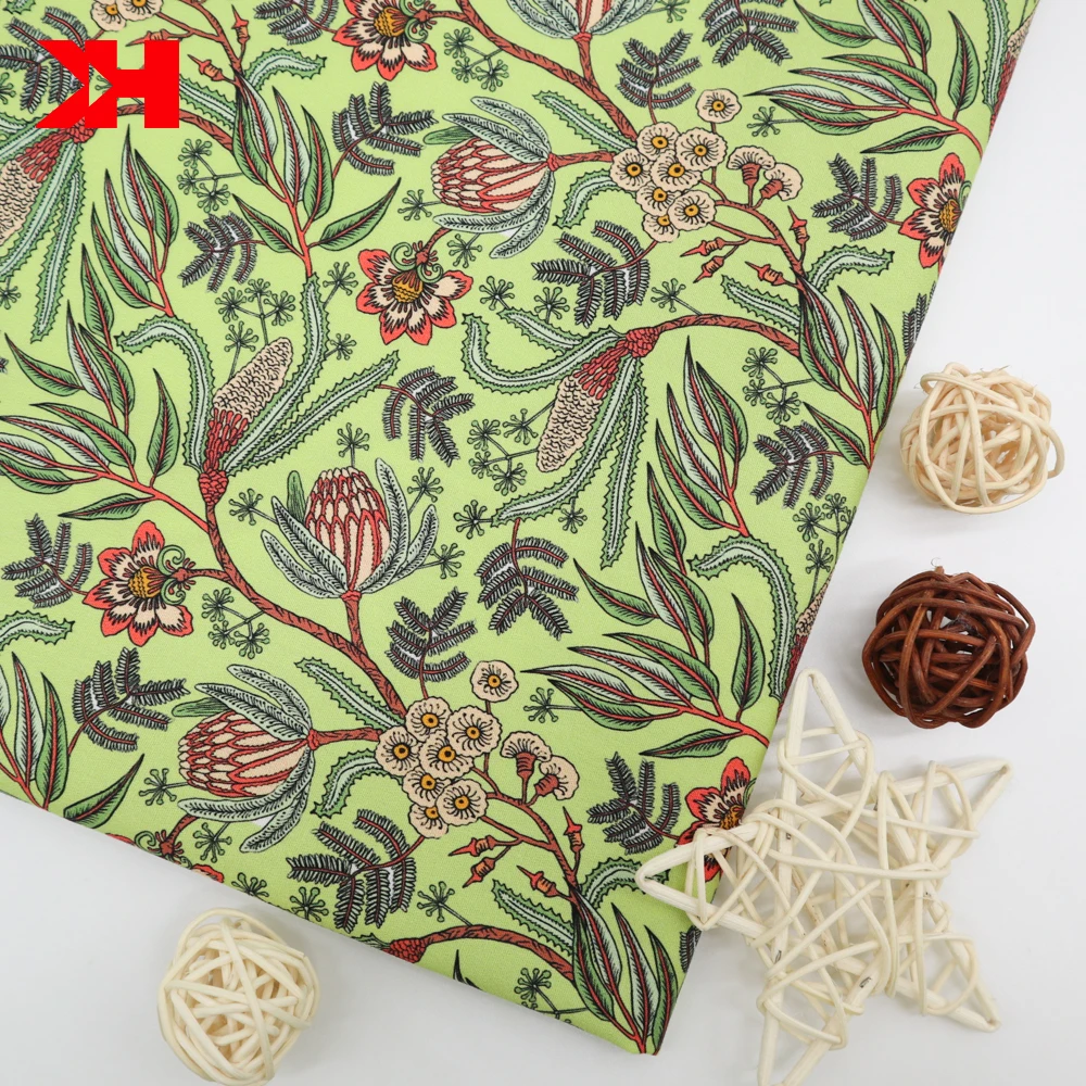 Kahn high quality digital floral printed fabric kid cotton poplin fabric for dresses