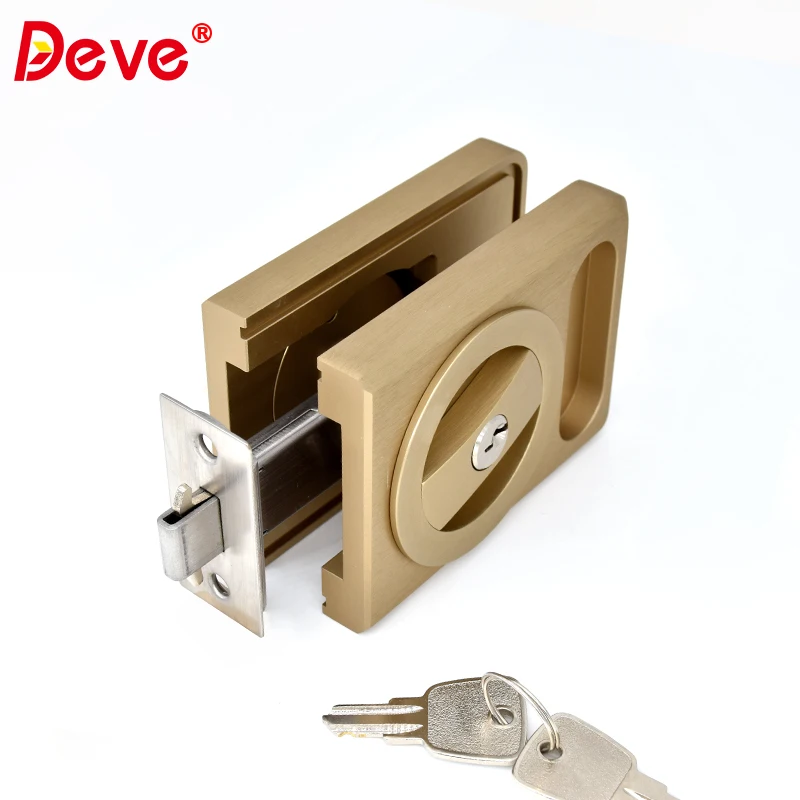 High Quality Aluminum Profile Shining Gold Lever Narrow Framed Sliding Glass Door Lock