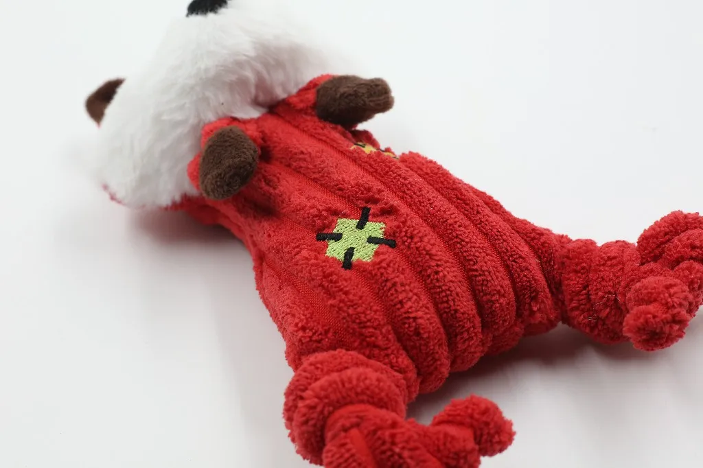
Wholesale pet toy corduroy red fox plush stuffed dog training toys 