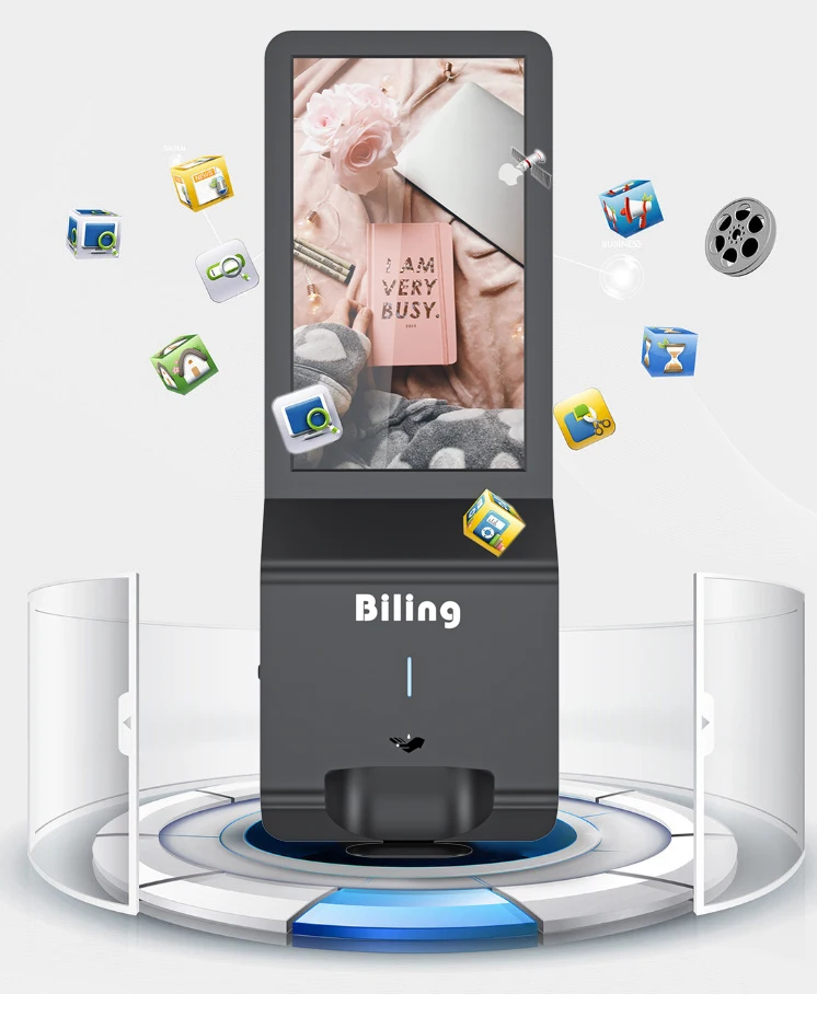 Открытый киоск led lcd экраны реклама игроков digital signage и отображает держатель для дезинфицирующего средства