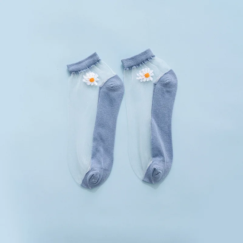 New Arrival Summer Pilates Socks Lace See Through Crew Woman Sheer Silk Transparent Socks
