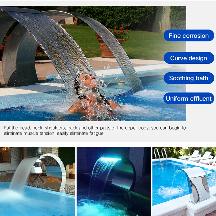 Swimming Pool Spa Massage Waterfall Stainless Steel 304 Outdoor Waterfall For Pool And Fountain