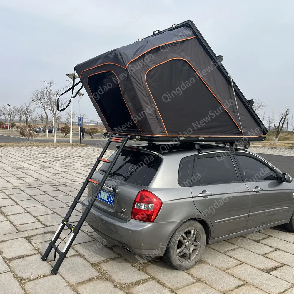 Customized Aluminium Triangle With sky-window High Quality Waterproof Soft Shell Camping Aluminium Car Roof Top Tent