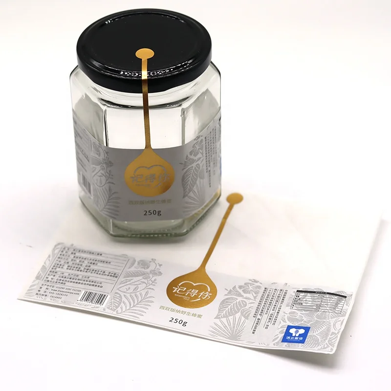 Custom Logo Printing labels Roll Bee Honey Packaging Label Etiquetas Food Safety Seal Stickers For Glass Jar