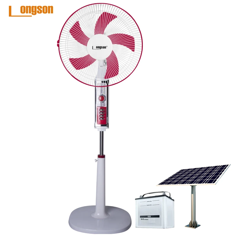 Noiseless Functioning 16 Inch, Stand Fan DC Motor Rechargeable 12v DC Solar Fan/
