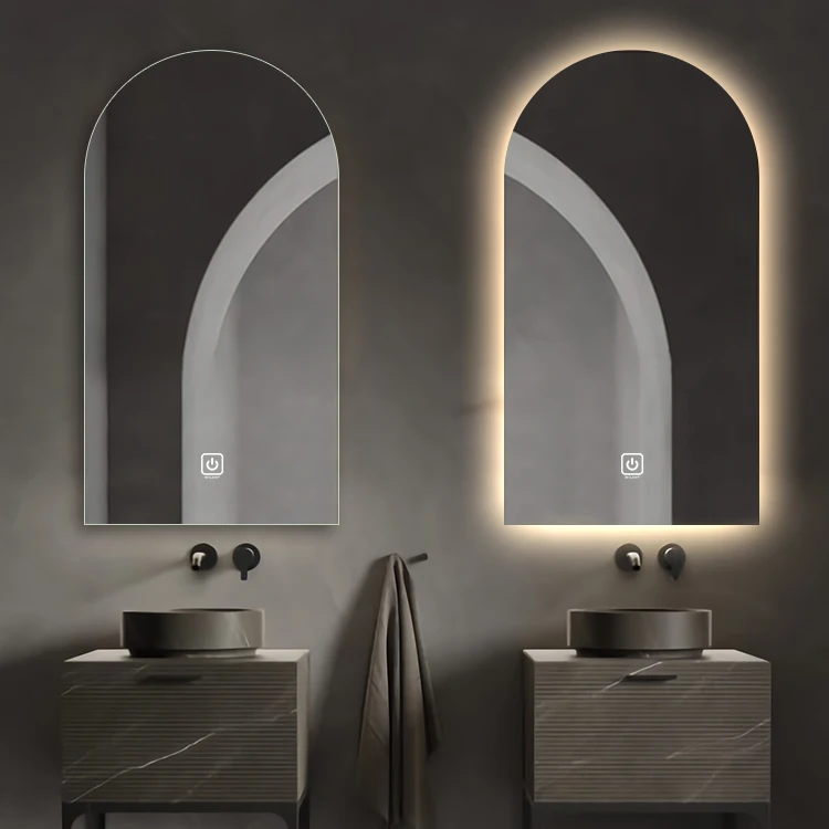New Arrival LED smart anti fog and explosion-proof bathroom mirror, large arch door  living room wall mirror