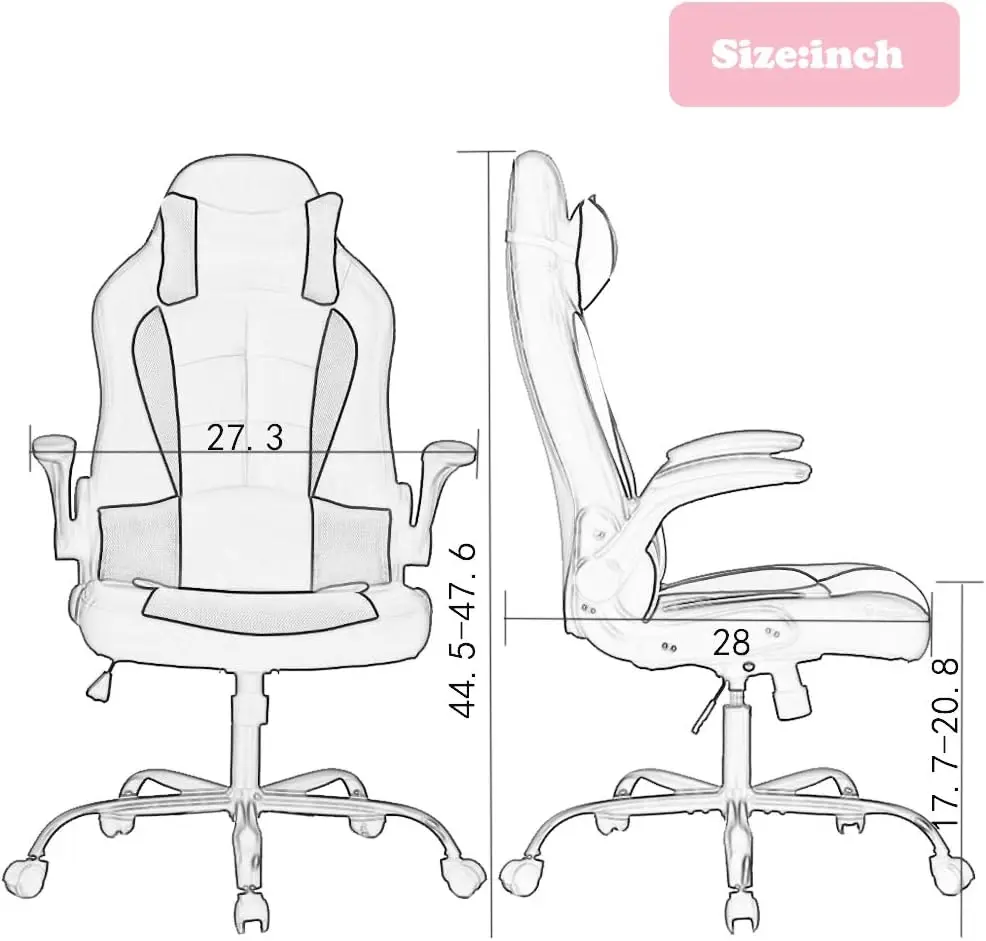 High-level Seating Comfort ERGONOMIC OFFICE CHAIR Pink PC Gaming Chair with Free Gaming Mouse Pad for Computers
