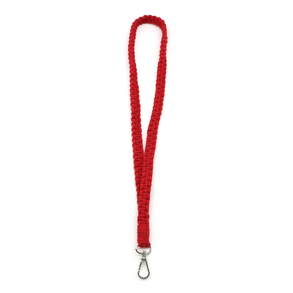 2023 Girl Macrame Boho Neck Lanyard Keychain Holder with Metal Hook for ID Badges Handmade Woven long Wrist Lanyard Strap