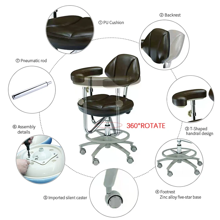Modern Useful Hospital Ergonomic Design Dentist Doctor Chair Dental Assistant Stool