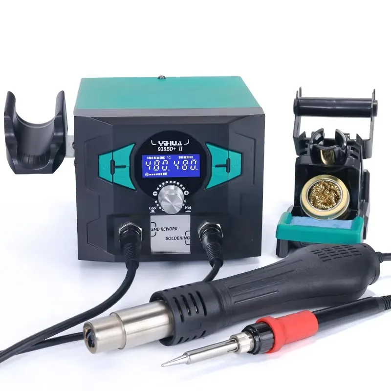 YIHUA 938BD+-II 2 in 1 Solder Hot Air Rework 110W Rapidly Heat Soldering Iron Welding Solder Desoldering Soldering Station