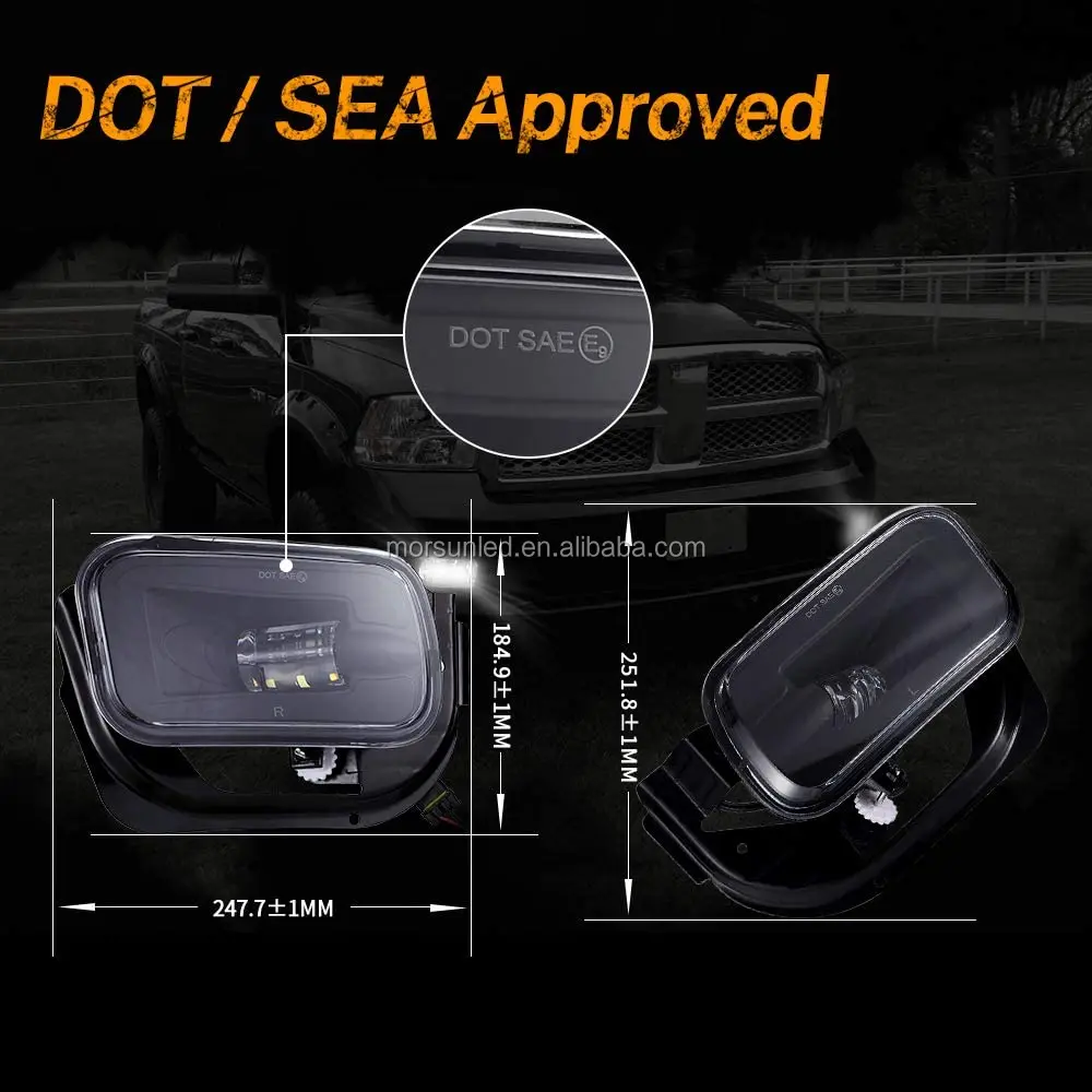 Pair of led fog lights for Dodge Ram 1500 2500 3500 2009-2016 accessories fog driving lamp for Dodge replacement
