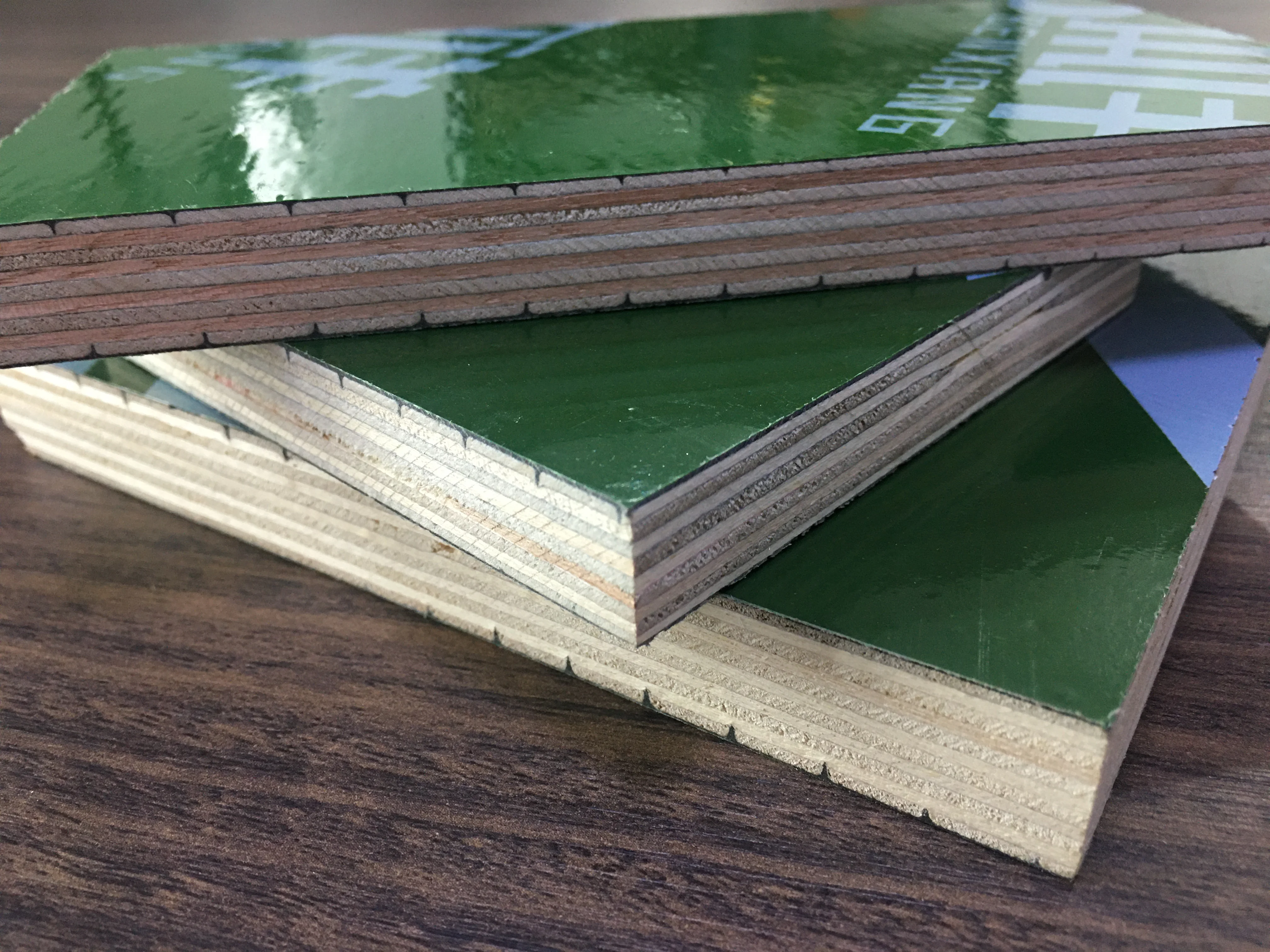 High quality 18mm 20mm 21mm blue green orange color pp plastic film faced plywood factory
