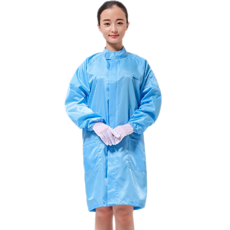 Fashion cheap grey light washable polyester ESD jacket pant antistatic workwear