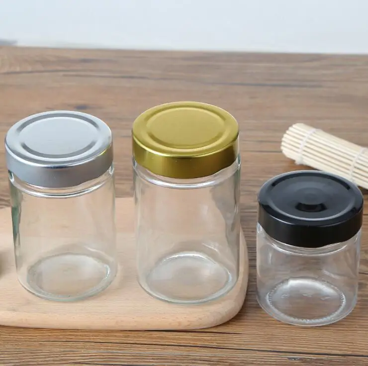 Glass Jar Honey Packing Bottle Jam Jar Candy Bottle Glass Storage Bottle with Silver Lids